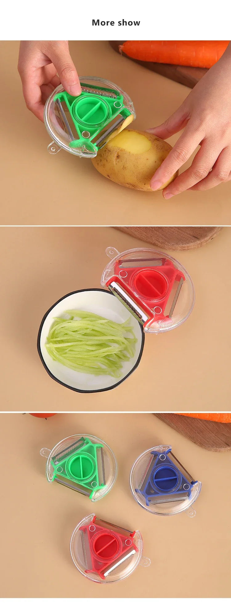 3 in 1 Fruit & Vegetable Peeler – Stainless Steel Multifunction Kitchen Tool