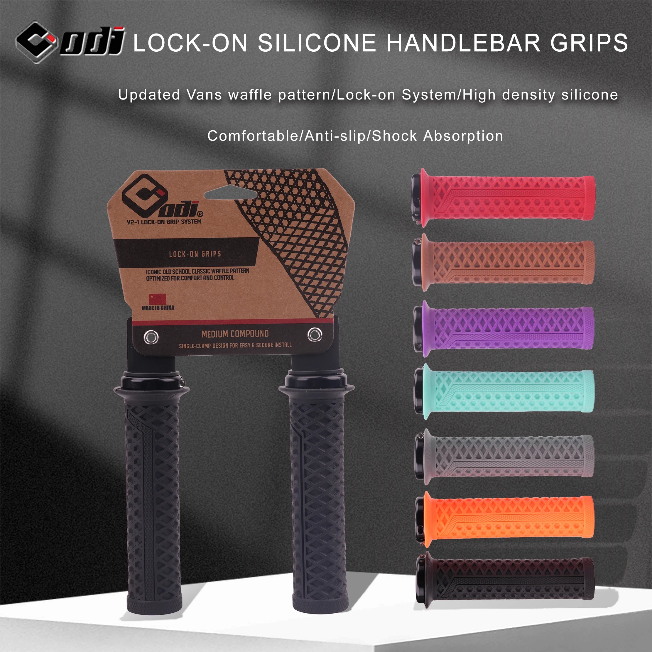 ODI VS-21 Lock-On MTB Grips Waffle Anti-Slip Shockproof Silicone Secondary image