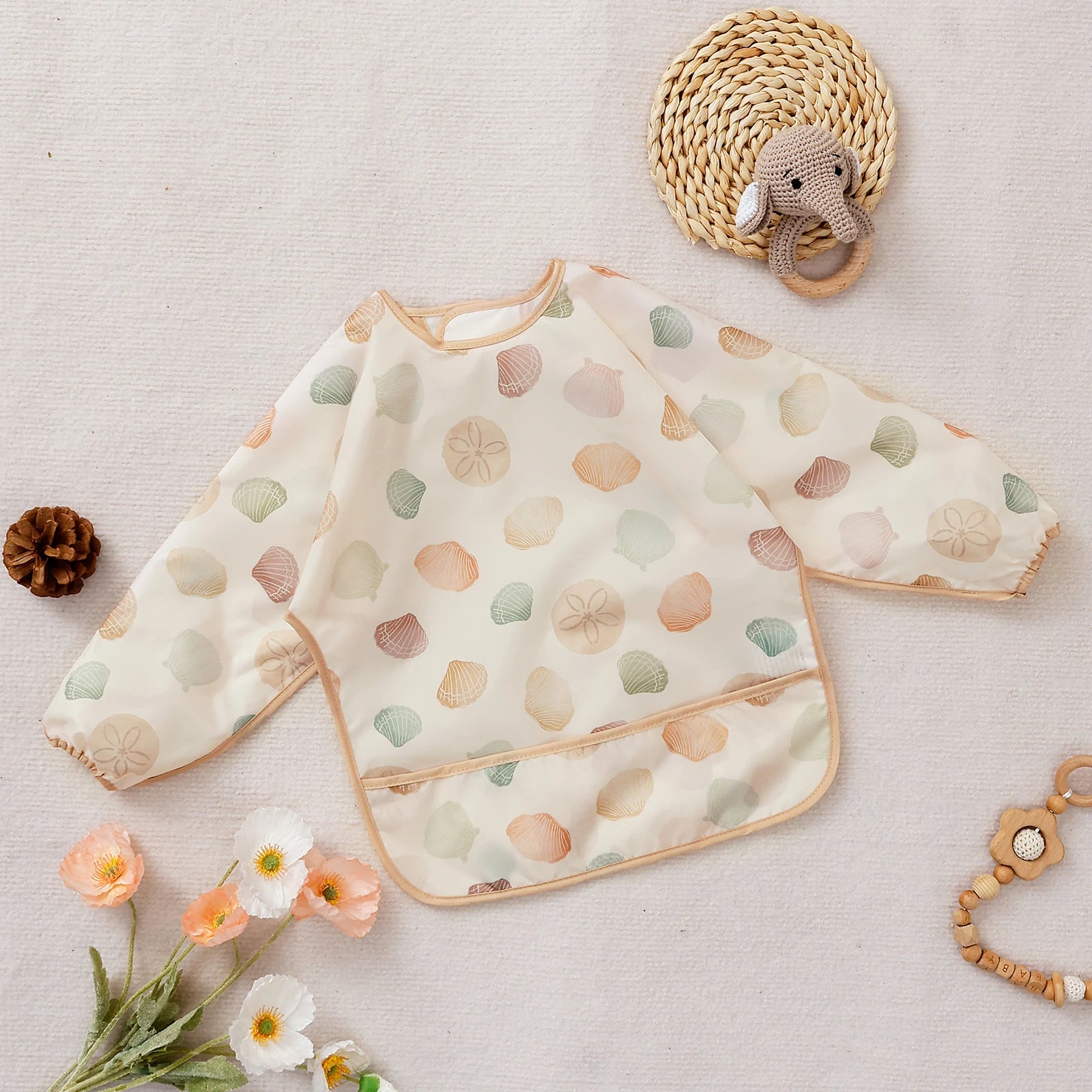 Waterproof Baby Bib Long Sleeve Apron for Feeding & Drawing