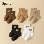 Baby Cartoon Bear Socks 5/10 Pairs Soft Breathable Toddler Socks
