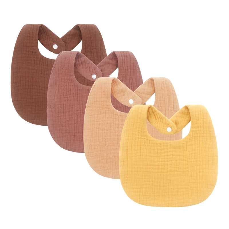 4PCS Muslin Baby Bibs Soft Cotton Burp Cloth Set for Newborns