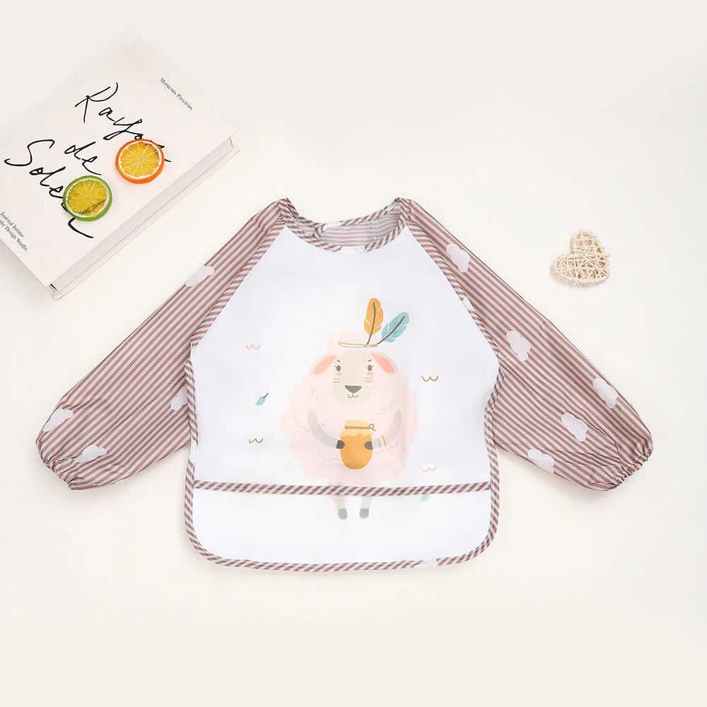 Baby Waterproof Long Sleeve Bib Smock Apron for Toddlers