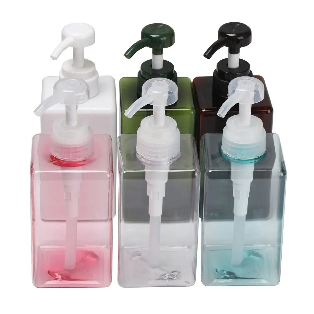 650ML Square Soap Dispenser Clear Liquid Shampoo & Lotion Pump Bottle