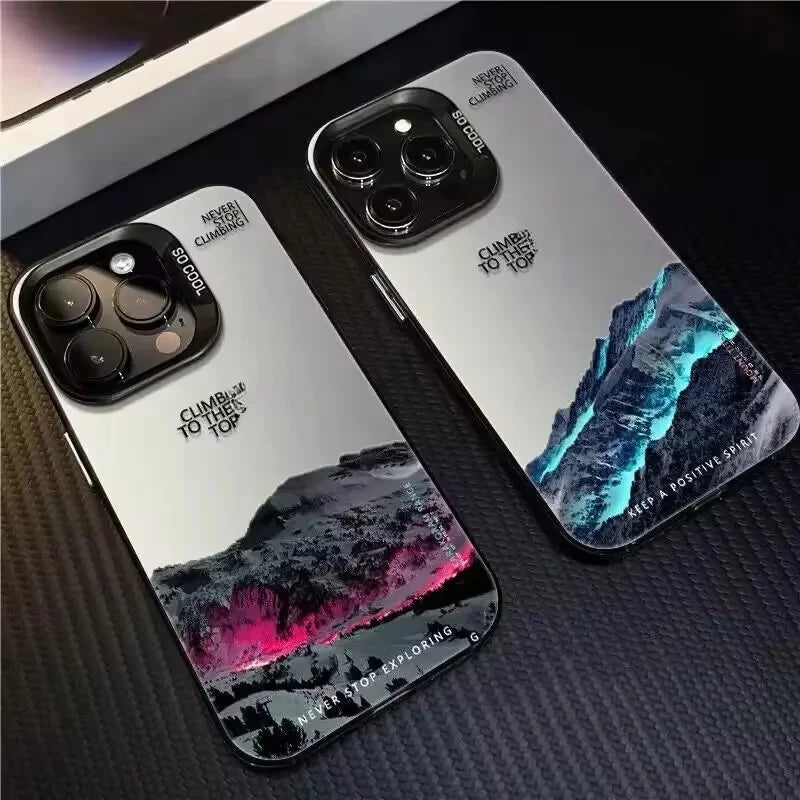 Snow Mountain Sunset Electroplate Case for iPhone 11 12 13 14 15 16 17