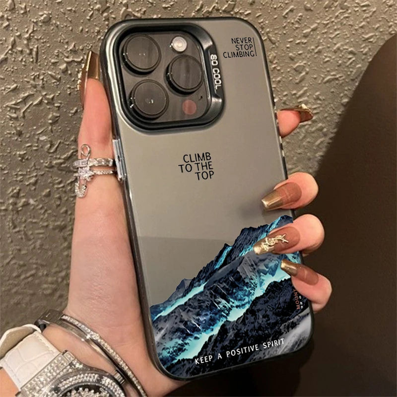 Snow Mountain Sunset Electroplate Case for iPhone 11 12 13 14 15 16 17