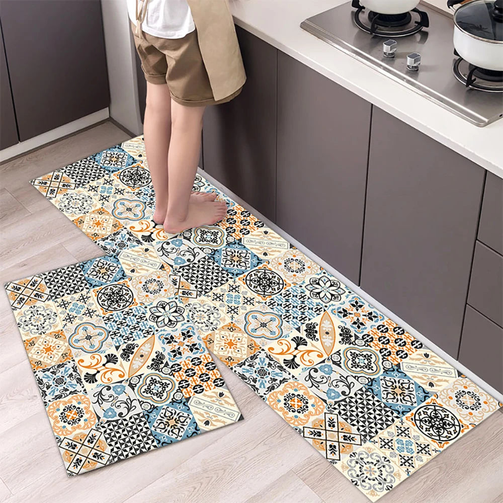 Kitchen Mat Absorbent Printed Rug Non-Slip Long Floor Carpet