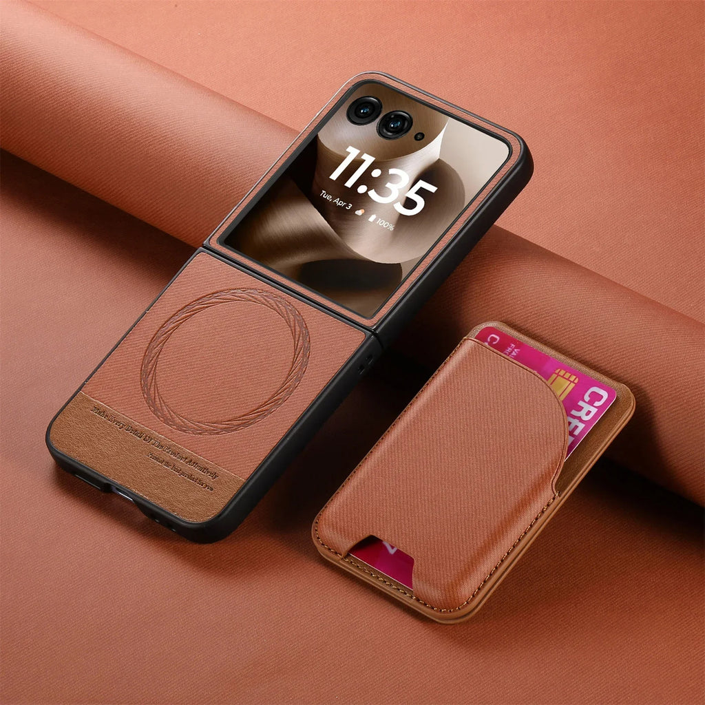 Magnetic Leather Wallet Case for Motorola Razr 60 50 40 Ultra