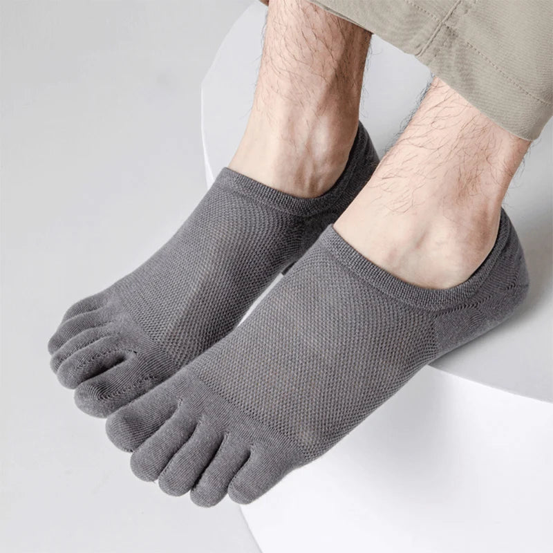 Men’s Toe Socks Breathable Anti Sweat Casual Finger Socks 3 Pairs