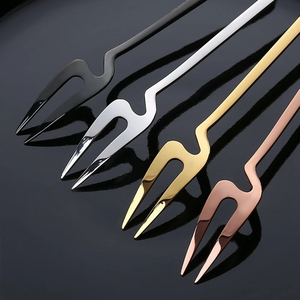 Stainless Steel Fruit Fork Dessert, Salad & Cocktail Pickle Fork Tableware