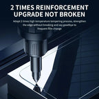 Glass cutting tool with text about reinforcement upgrade on a dark background