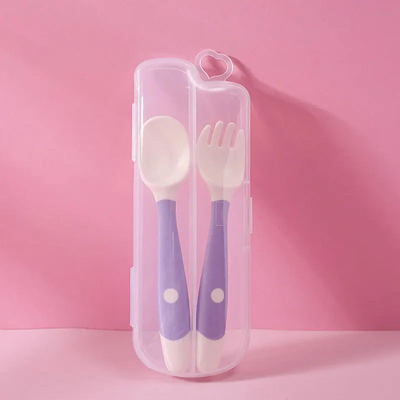 Baby Silicone Spoon & Fork Set Soft Bendable Toddler Feeding Utensils