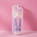 Baby Silicone Spoon & Fork Set Soft Bendable Toddler Feeding Utensils