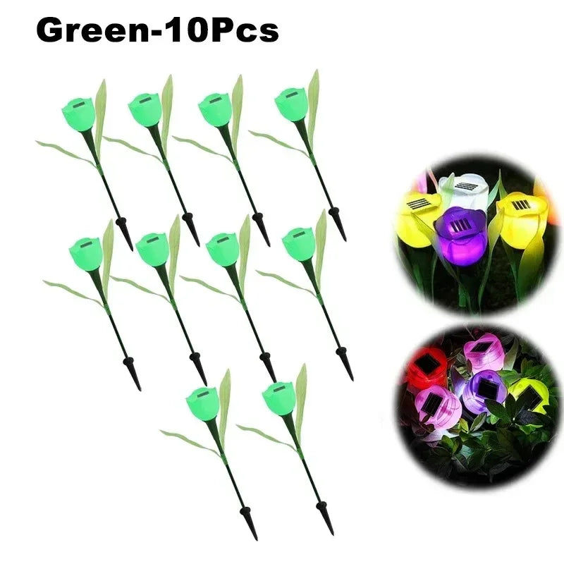Solar Tulip Rose Flower Lights for Waterproof Garden Decor
