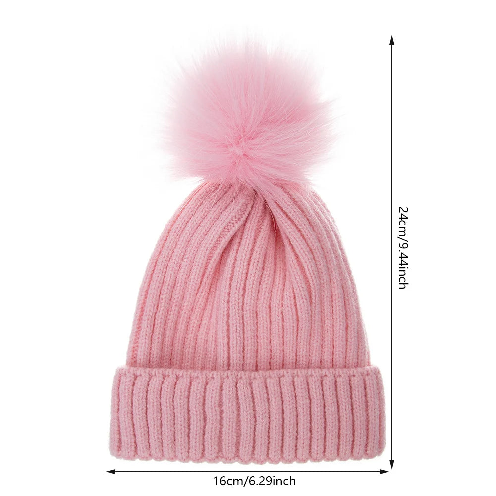 Big Pompom Baby Winter Hat Cute Knitted Beanie for Newborns