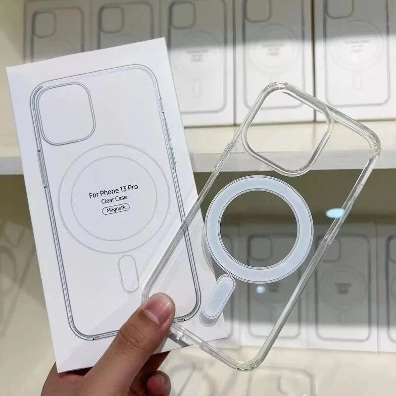 Crystal Clear Magnetic Case for iPhone 11 12 13 14 15 16 Pro Max