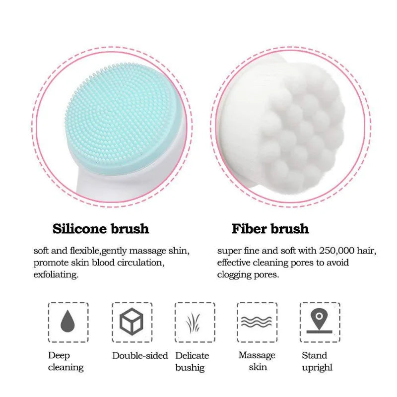 3D Silicone Facial Cleansing Brush Double Sided Soft Exfoliator