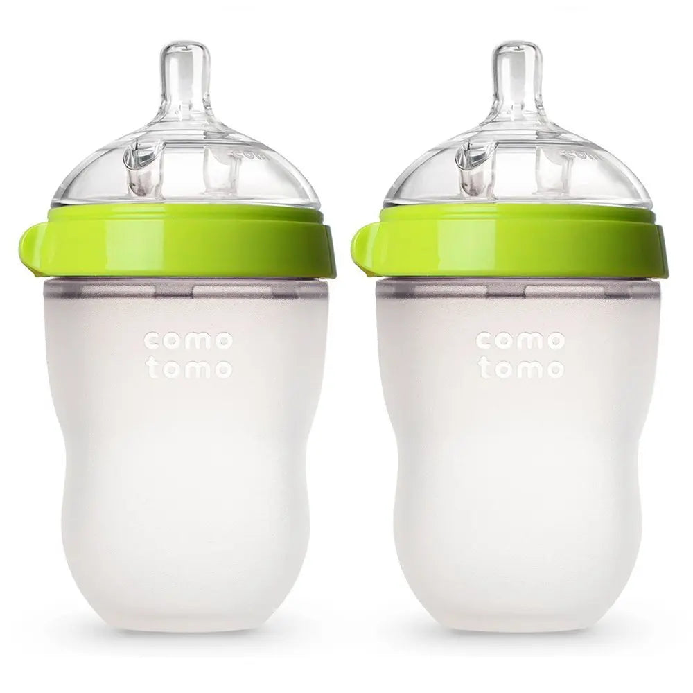 2 Pack BPA Free Baby Feeding Bottles Silicone Set
