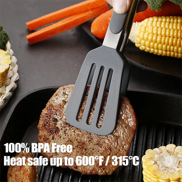 LMETJMA Silicone Kitchen Tongs Non-Stick BBQ, Steak & Pasta Serving Tool