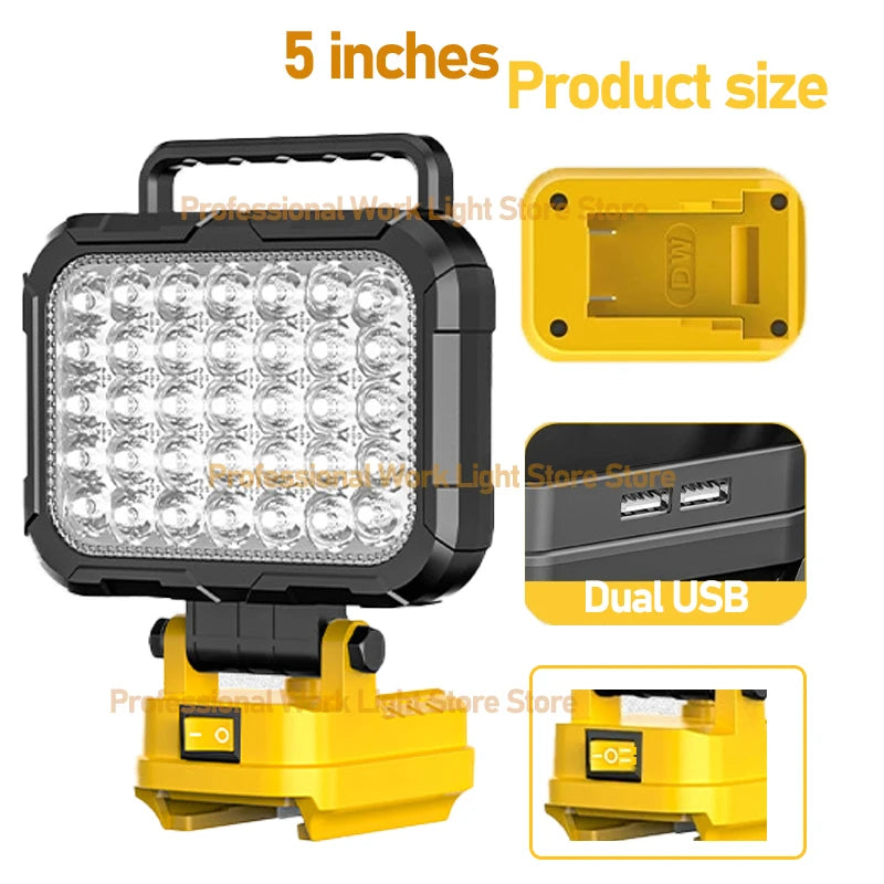 Cordless LED Work Light for DeWalt 20V Battery