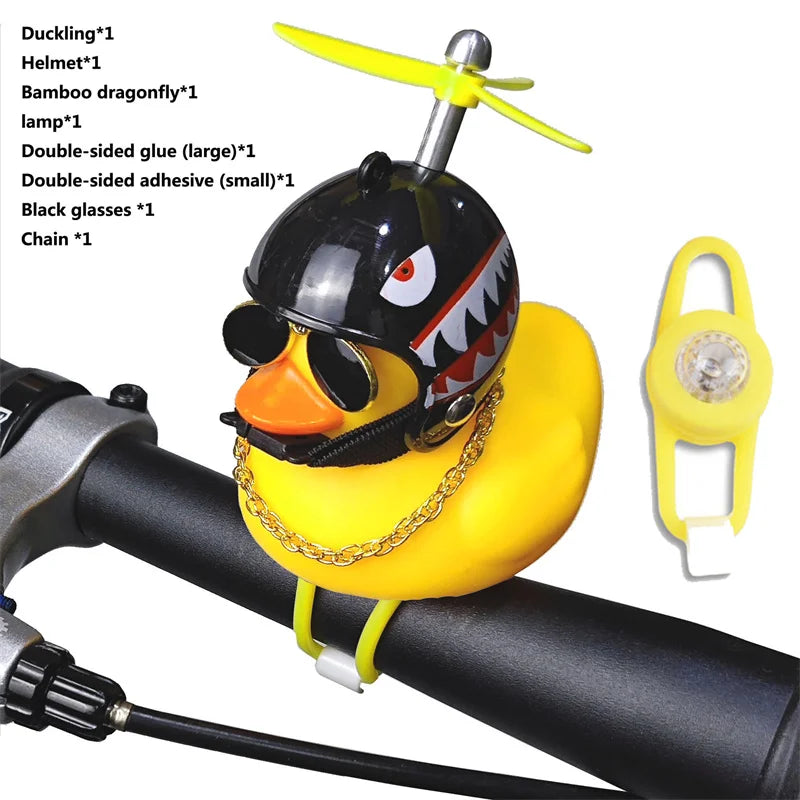 Cartoon Yellow Duck Bike Bell LED Helmet Duck Bicycle Accessory