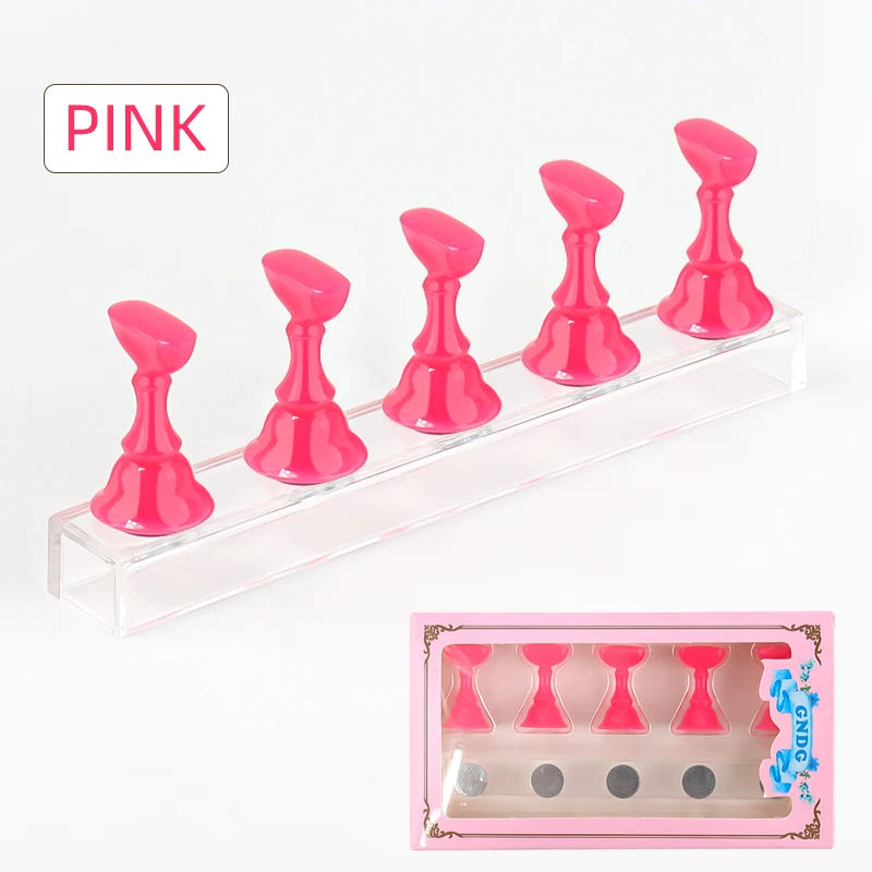 5Pcs Nail Tip Holder Magnetic Crystal Base Nail Art Practice Stand