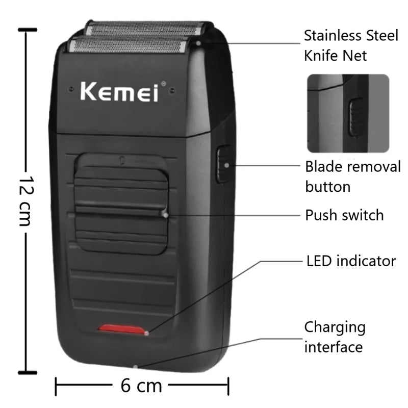 Kemei KM1102 Electric Shaver Twin Blade Cordless Beard Trimmer