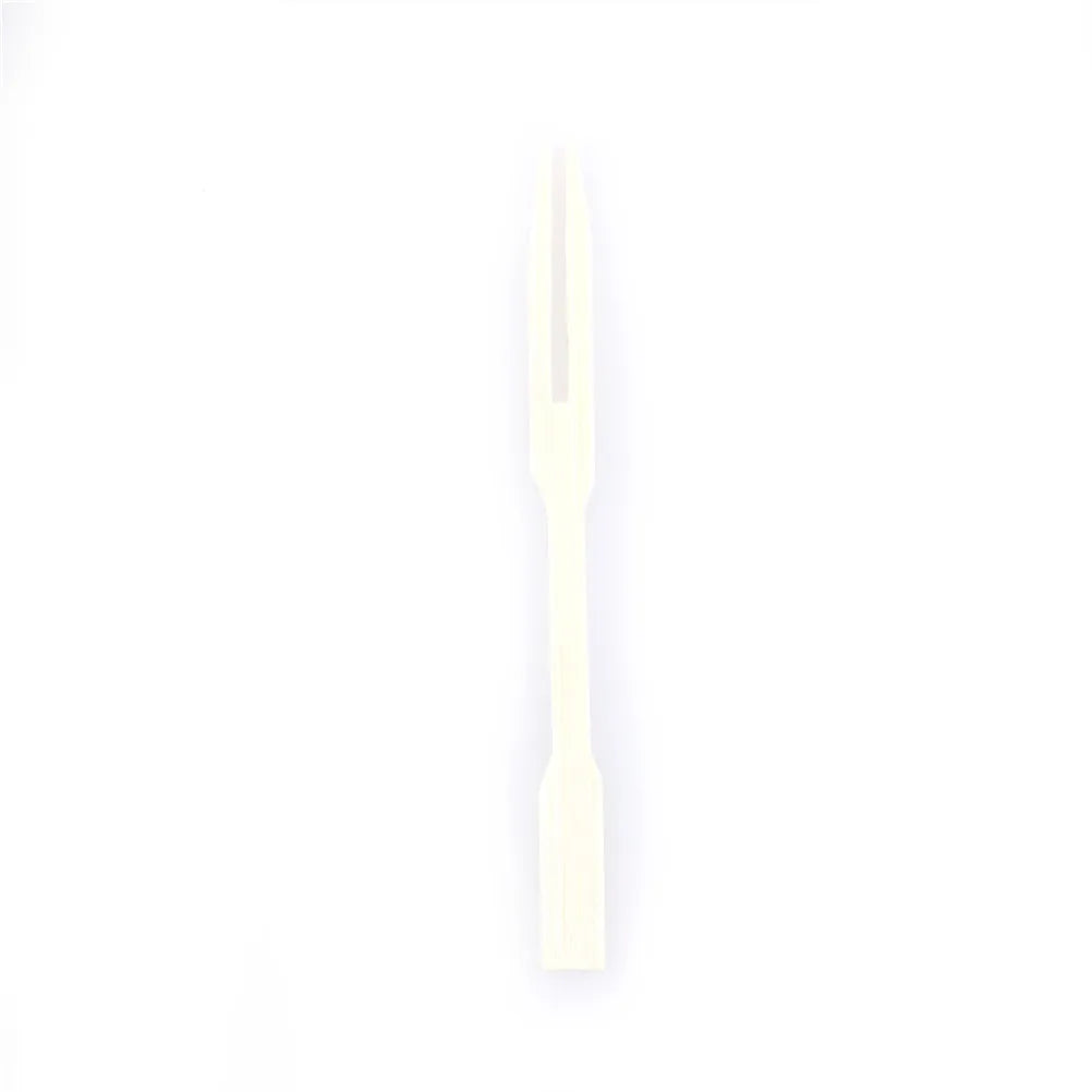 100PCS Bamboo Disposable Fruit Fork Set Wooden Dessert Party Forks