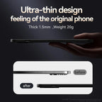 Hand holding a ultra-thin phone with text highlighting its thinness and weight.
