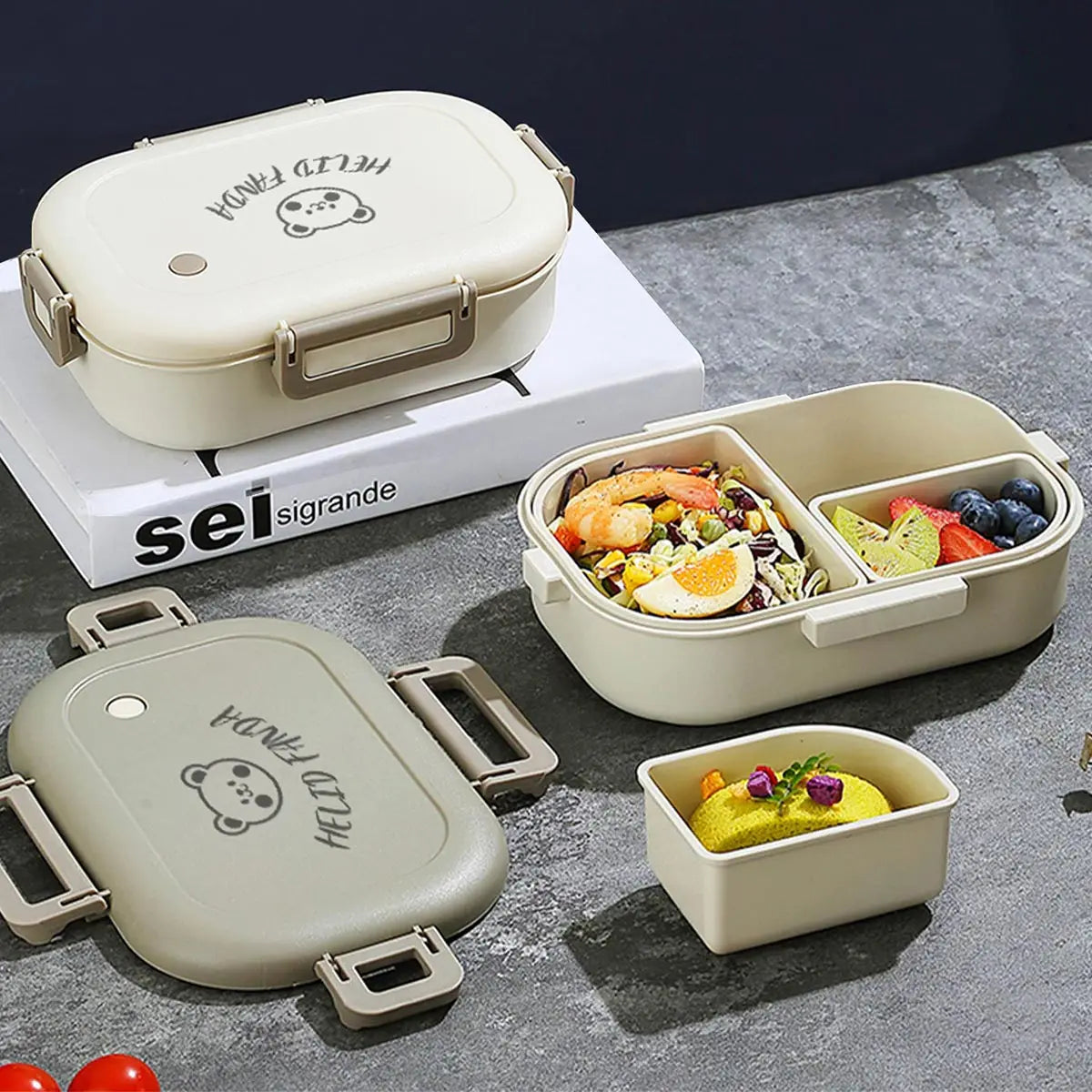 WORTHBUY 800ML Lunch Box Removable 3 Compartment Microwave Bento Box Main image