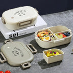 WORTHBUY 800ML Lunch Box Removable 3 Compartment Microwave Bento Box