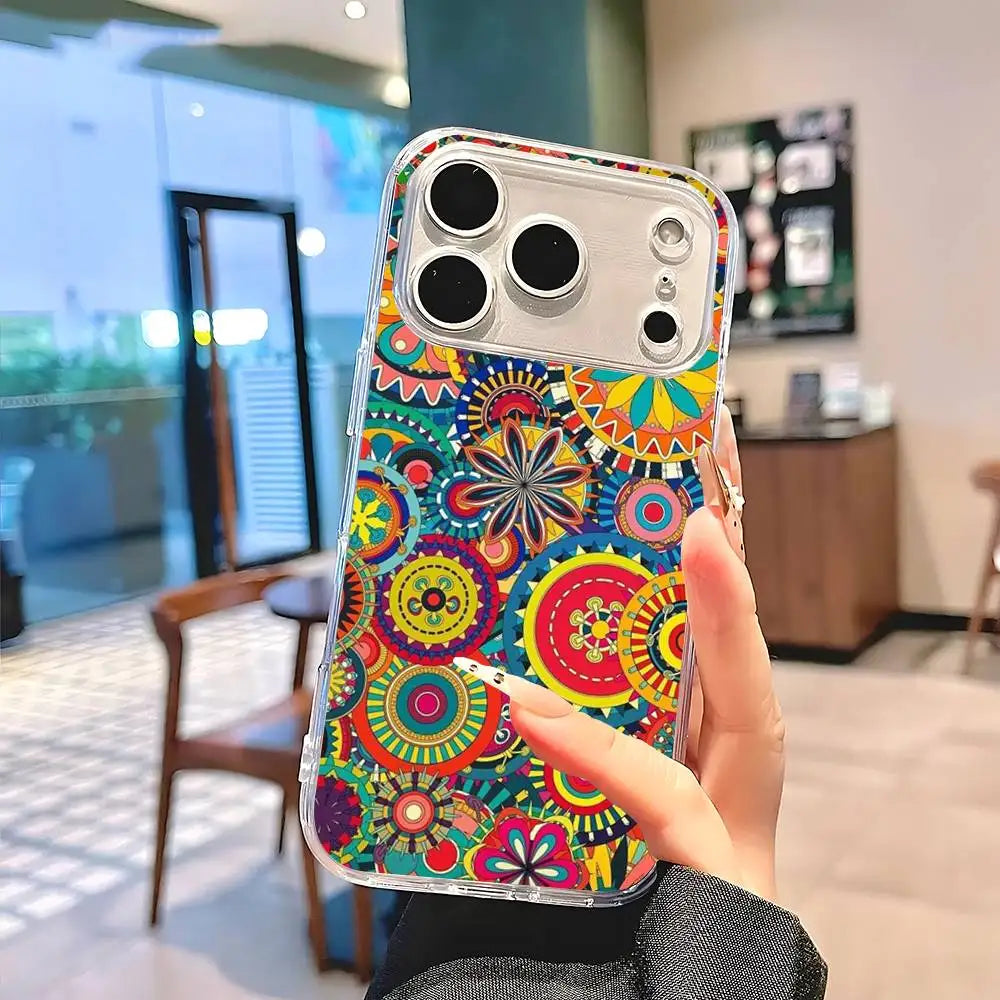 Indian Mandala Silicone Soft Case for iPhone 17 16 15 14 Pro Max Cover