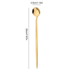 6Pcs Gold Ice Spoon Set – Long Handle Stainless Steel Coffee & Tea Stir Spoons