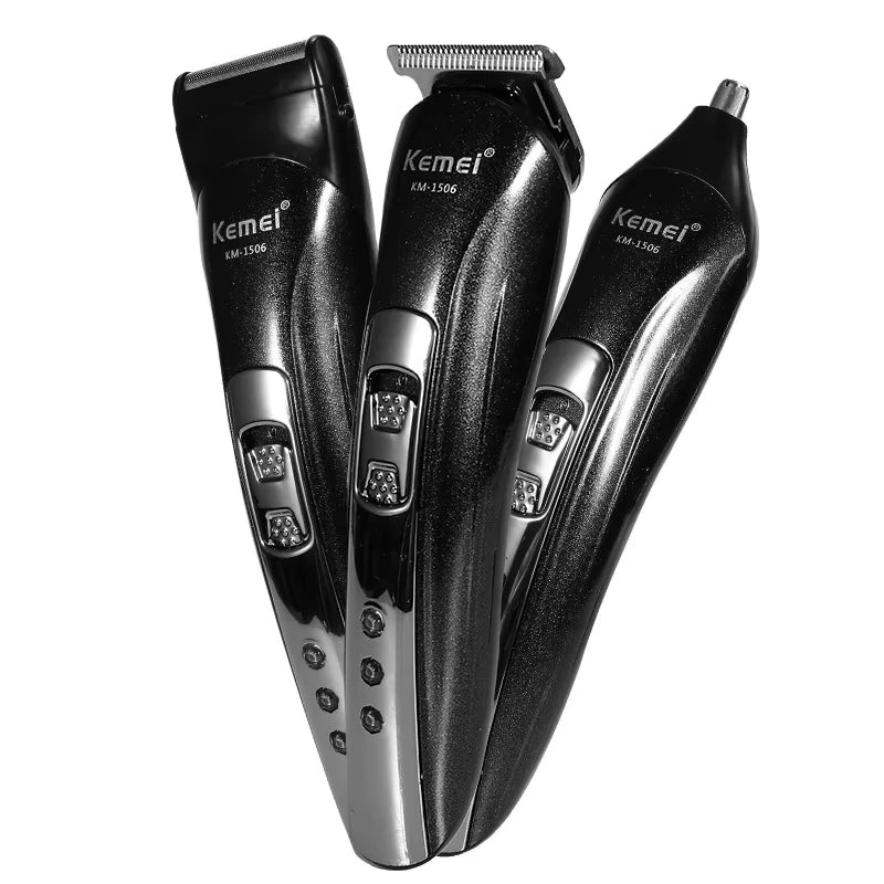 Kemei KM1506 Hair Clipper 3in1 Trimmer USB Recharge Beard Nose Shaver