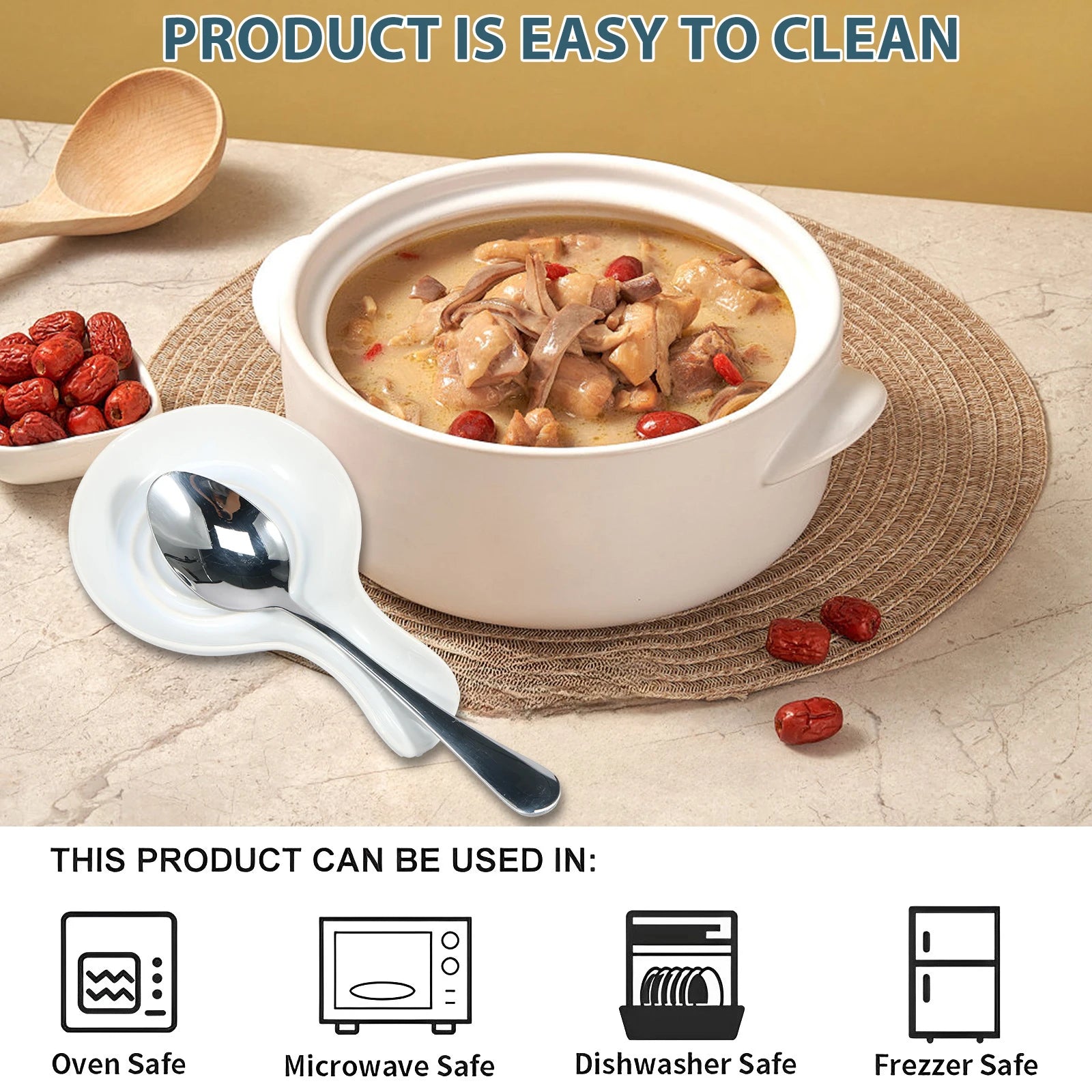 Large Ceramic Spoon Rest Dishwasher Safe Holder