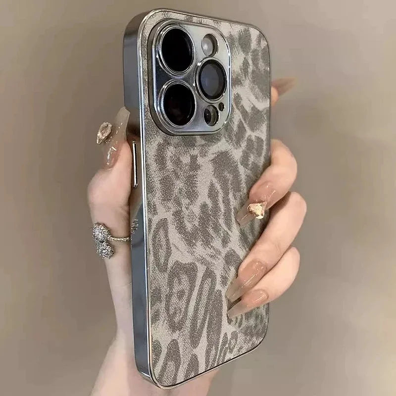 Luxury Leopard Print Phone Case For iPhone 11 12 13 14 15 16 17 Pro Max Plus Air