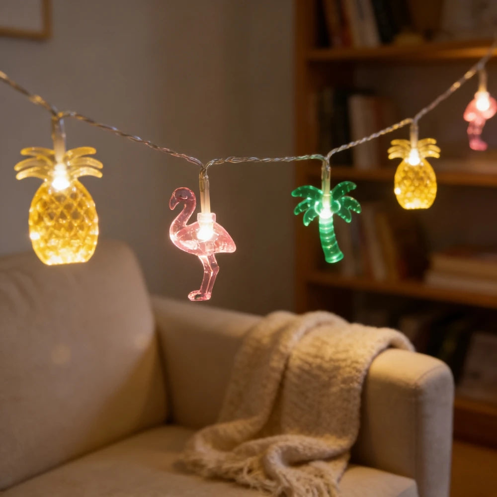 Tropical LED String Lights Flamingo Pineapple Decor