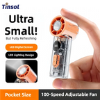 TINSOL Transparent Mini Fan UK 100-Speed USB Rechargeable Fan