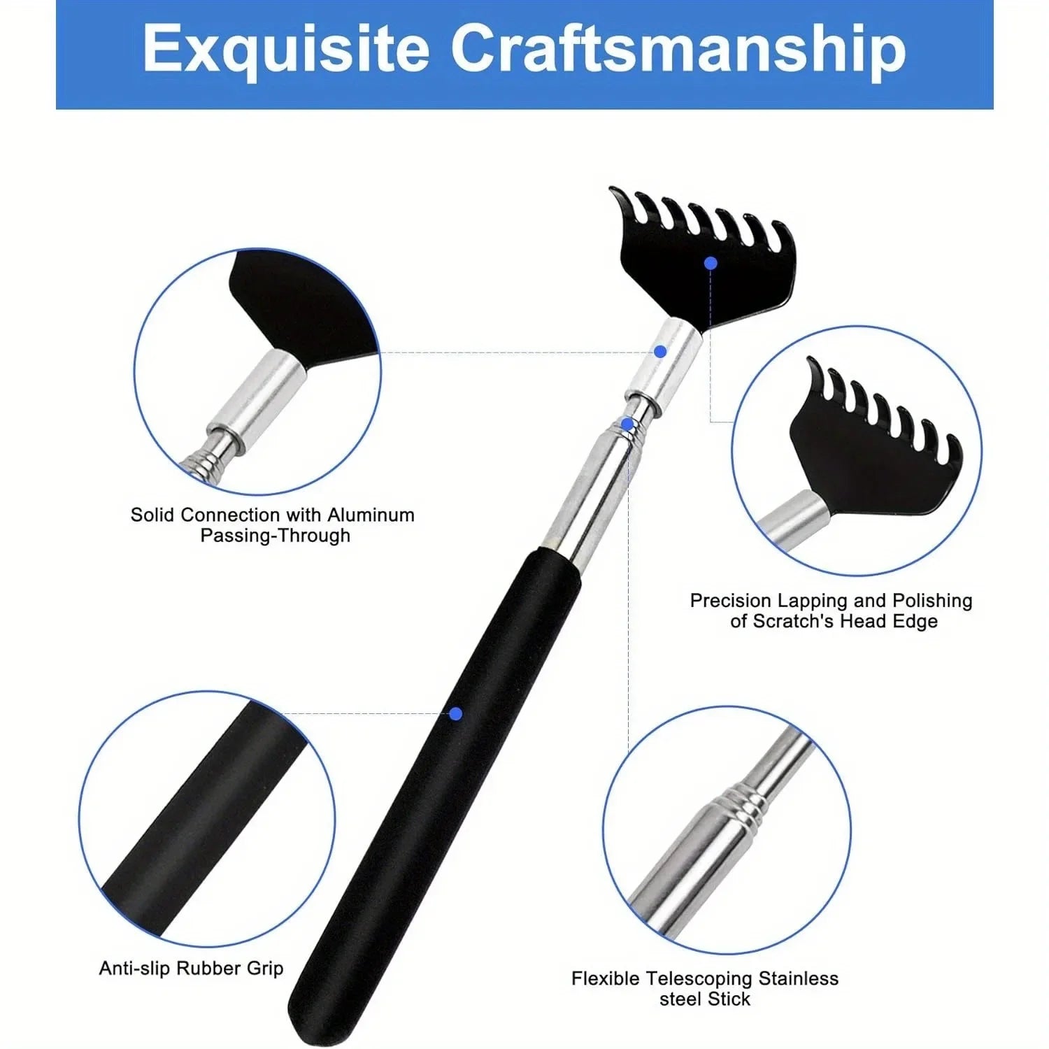 Extendable Metal Back Scratcher Portable Telescoping Hand Massager Gift