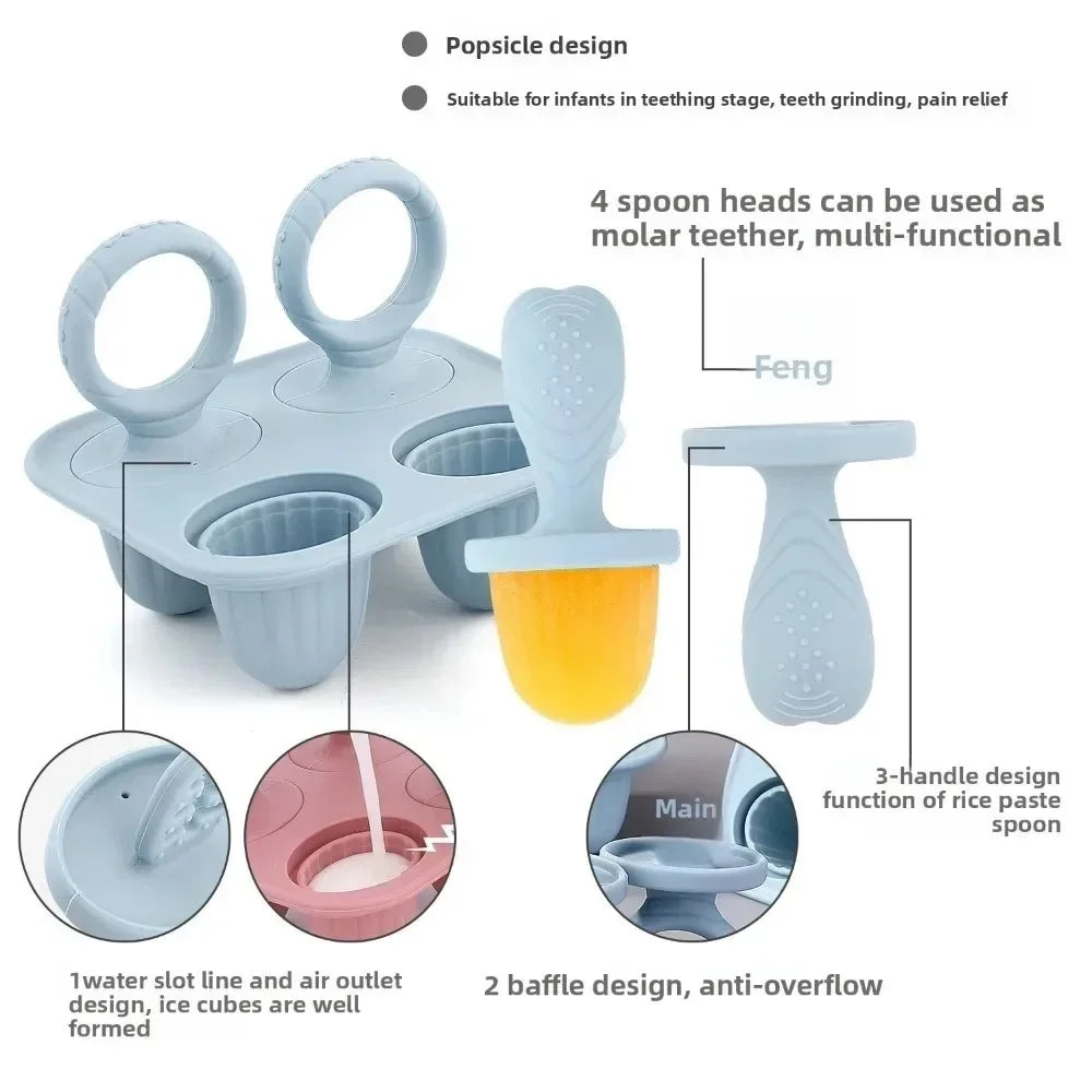 Baby Silicone Ice Cream Mold – Non-Toxic Ice Cube Tray & Breast Milk Storage