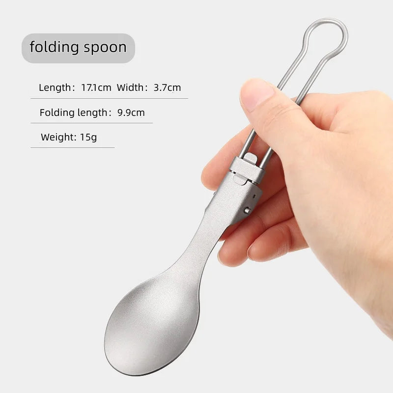 Titanium Foldable Spoon Fork Ultralight Camping & Hiking Spork Tool