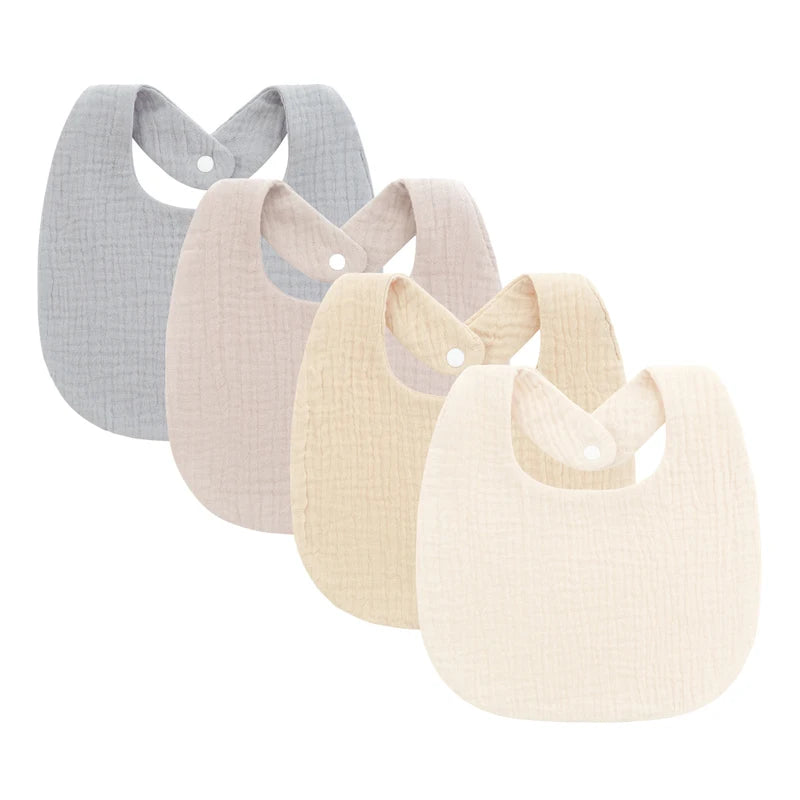 4PCS Muslin Baby Bibs Soft Cotton Burp Cloth Set for Newborns
