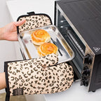 2PCS Leopard Print Oven Mitt & Pot Holder Set – Heat Resistant Kitchen Gloves