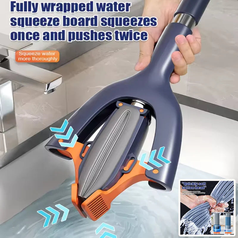 Mini Mop Self Squeeze Mop Powerful Folding Household Clean Tools No Hand Wash Strong Absorbent Mop for Bathroom Kitchen Desktop