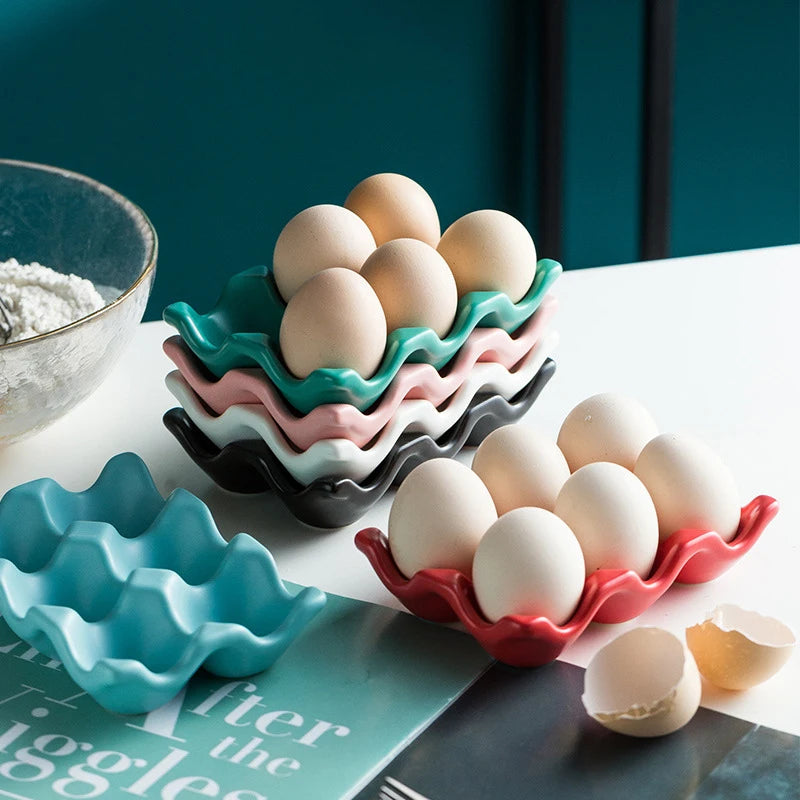 Ceramic Egg Holder 6 Grid Fridge Storage Tray Main image