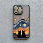 Black Cat Starry Night Case for iPhone 11 12 13 14 15 16 17 Pro Max