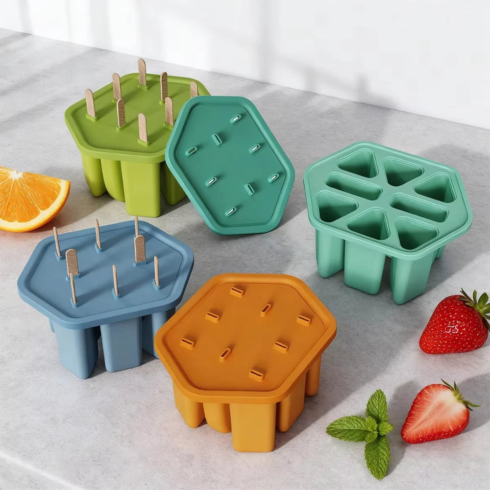 8 Holes Silicone Popsicle Mold – Reusable Ice Pop Maker Tray Easy Release