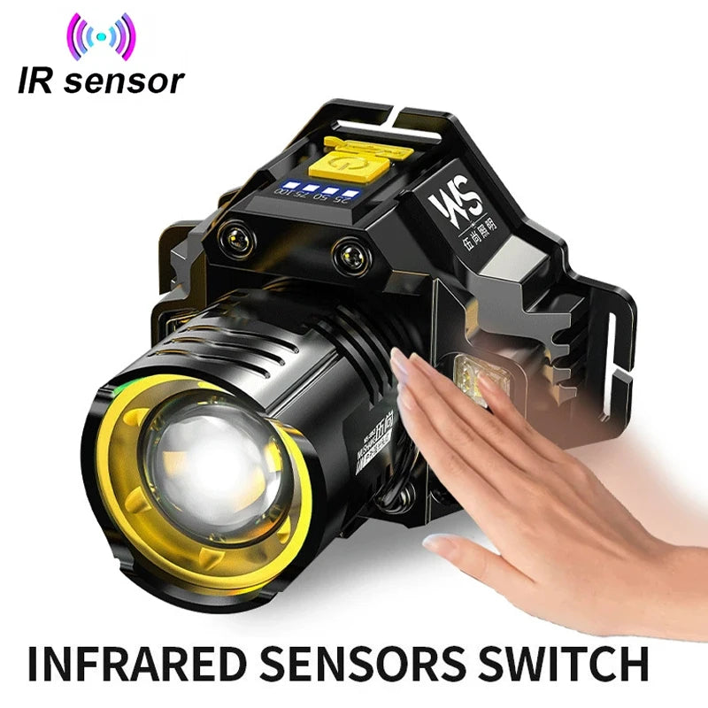 USB Rechargeable Motion Sensor LED Headlamp Zoomable