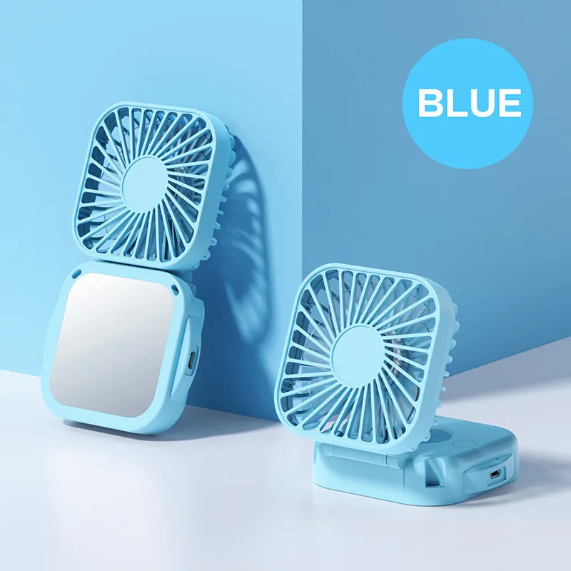 Handheld Mini Fan with Mirror UK 500mAh USB Rechargeable Fan