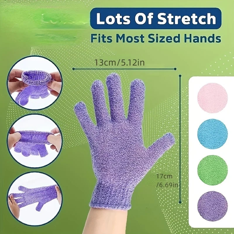 Colourful Exfoliating Bath Gloves Double Sided Spa & Shower Body Scrub