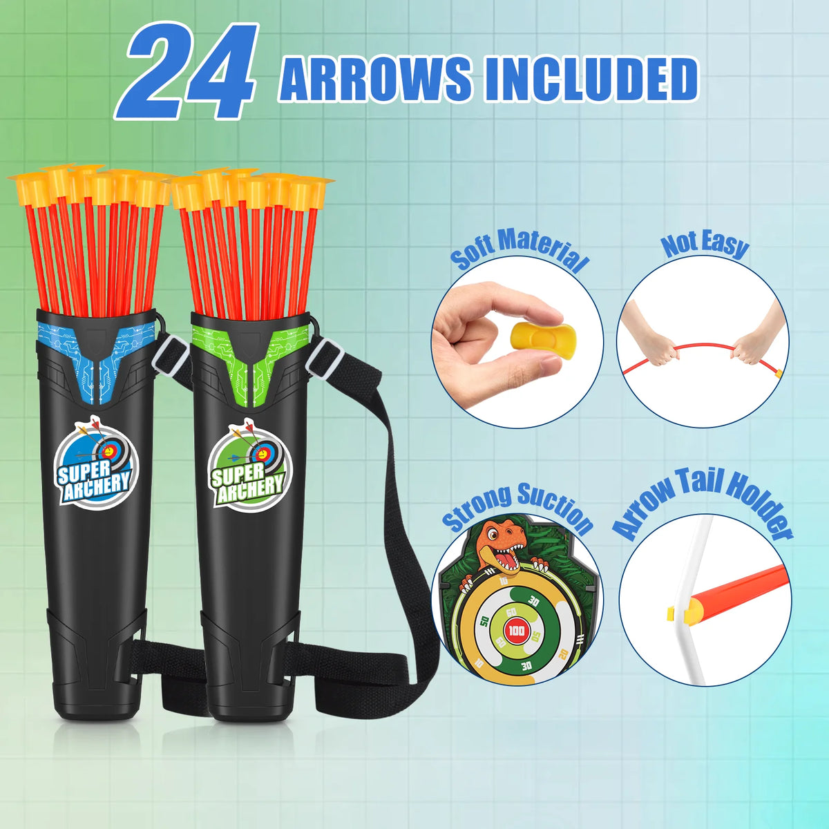 Kids Bow and Arrow Set – LED Archery Toy with Dart Board